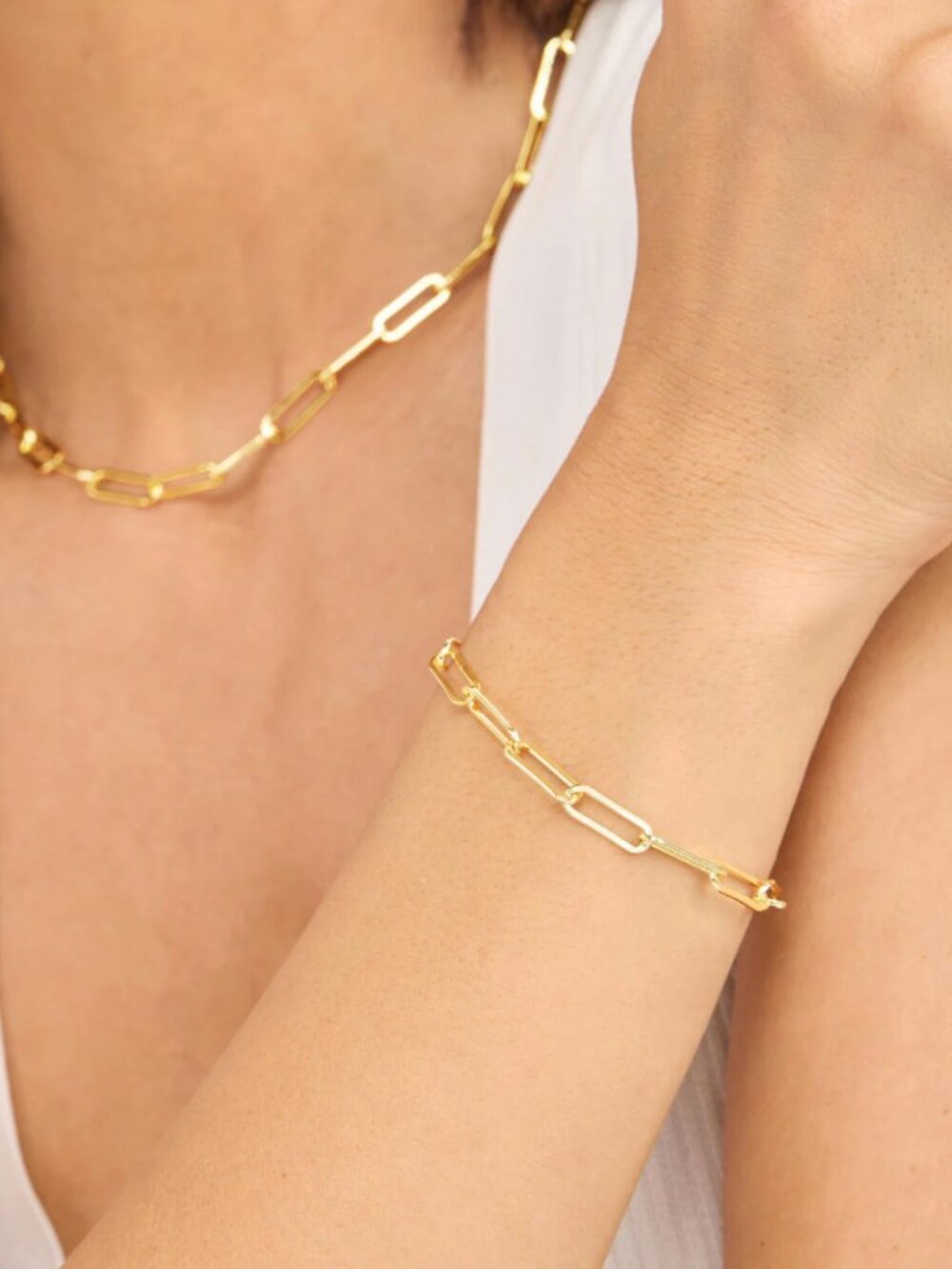 Melinda Maria Samantha Gold Paperclip Chain bracelets
